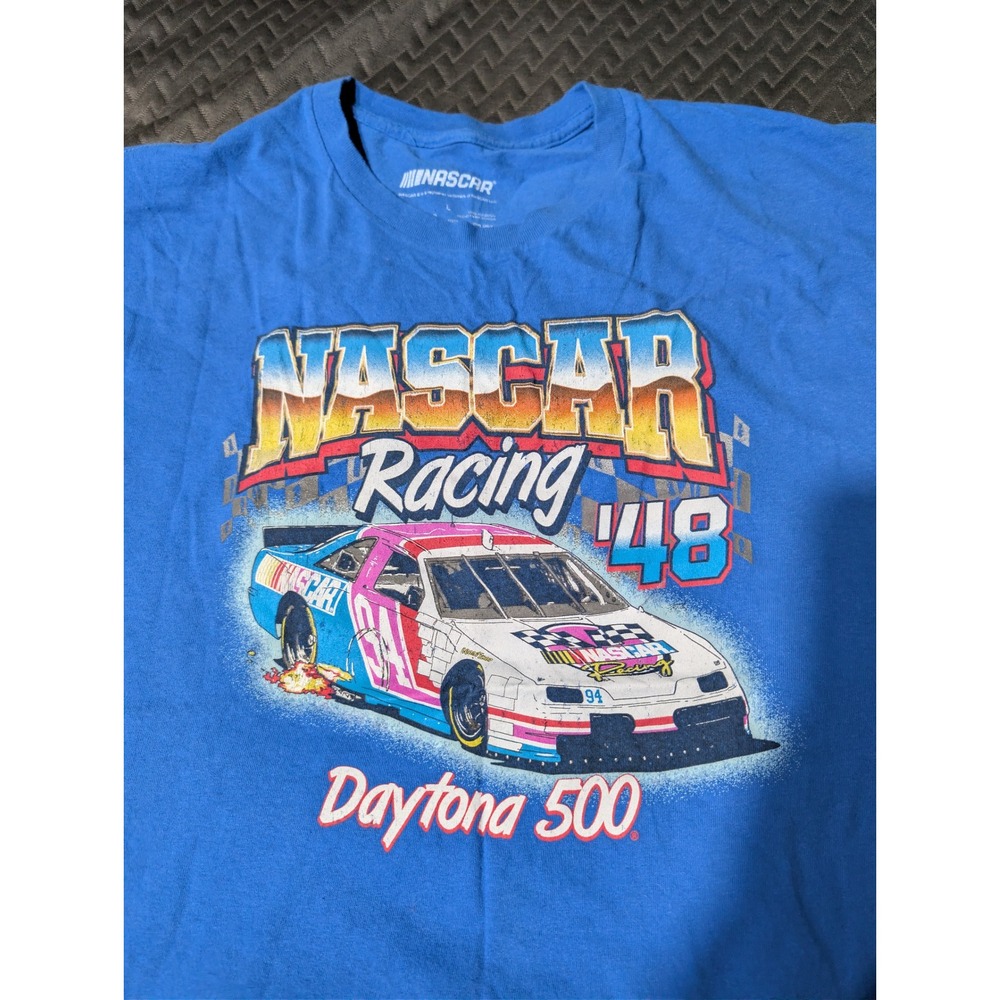 NASCAR Racing Daytona 500 Graphic T-Shirt Blue Mens Large Stock Car 48 Tee A4 - Picture 2 of 4